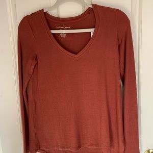 Burnt orange v-neck long sleeve